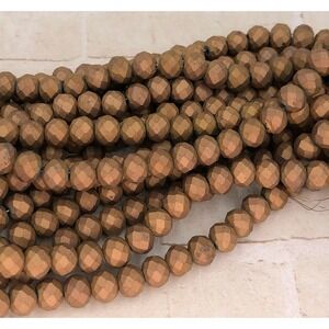 Matte Metallic Bronze Crystal 8x6mm Rondelle Beads Jewelry Making Supplies